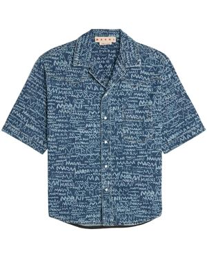 Marni Logo Western Denim Shirt - Blue