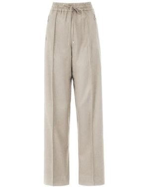 D.exterior Drawstring-Fastening Panelled Trousers - Natural