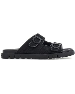 Ferragamo Gancini-Jacquard Sandals - Black