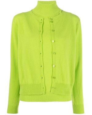 Vanisé Button-Up Knitted Cardigan Set - Green