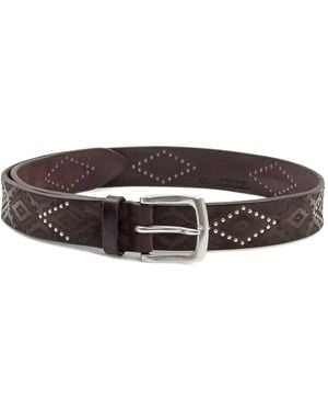 Orciani Stud-Embellished Geometric-Pattern Belt - White