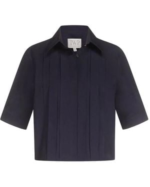 Twp Pleated Short-Sleeve Shirt - Blue