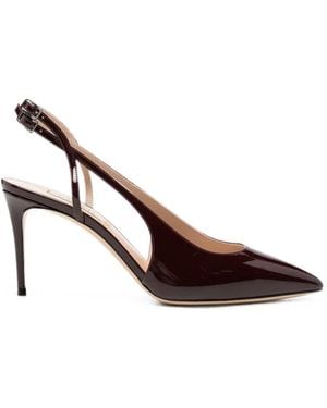Casadei Patent-Finish Slingback Court Shoes - Brown