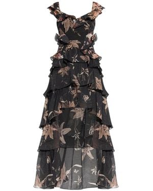 AllSaints Sienna Ruffled Floral-Print Midi Dress - White