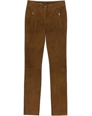 Loro Piana Straight-Leg Lambskin Trousers - Brown