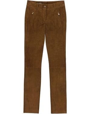 Loro Piana ストレート レザーパンツ - ブラウン