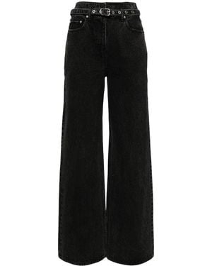 3.1 Phillip Lim Belted Wide Leg Jeans - Black