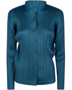 Pleats Please Issey Miyake Bluse mit Falten - Blau