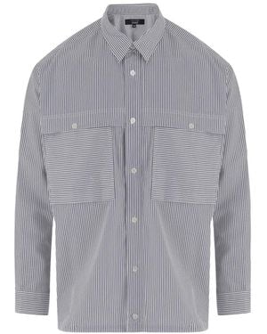 Comme des Garçons Striped Patch-Pocket Shirt - Grey