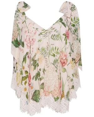 Cara Cara Top Mari A Fiori - Bianco