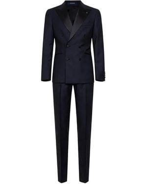 Tagliatore Double-Breasted Jacquard Suit - Blue