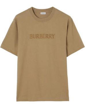 Burberry Logo Cotton T-Shirt - Natural