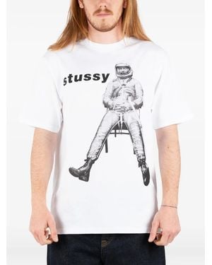 Stussy Astronaut-Print T-Shirt - White