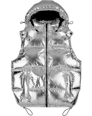 Purple Brand Wordmark Puffer Vest - Gray