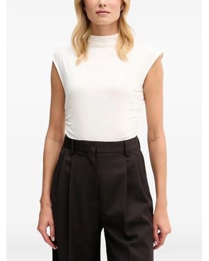 DKNY Sleeveless Ruched Top - White