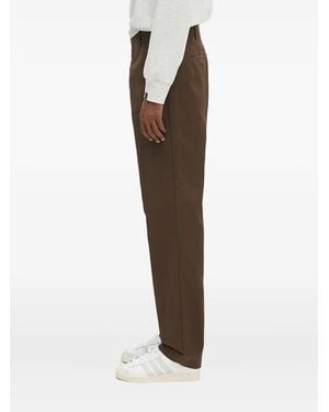 Carhartt Flat-Front Logo-Patch Trousers - Brown