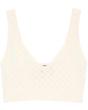 Plan C V-Neck Sleeveless Top - White