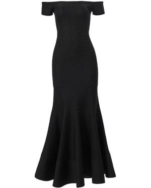 Carolina Herrera Striped Off-Shoulder Maxi Dress - Black