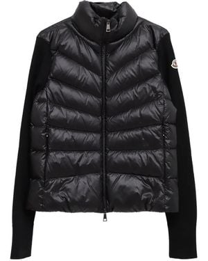 Moncler Quilted Knit-Sleeve Jacket - Black