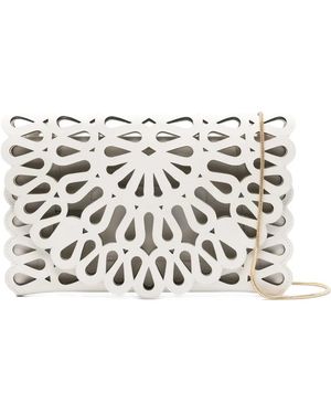 Jonathan Simkhai Laser-Cut Leather Clutch - White