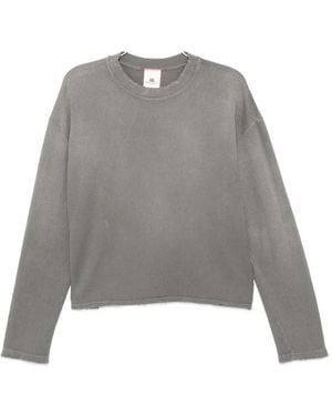 MOOJI MOOJI Waffle-Knit Raw-Edge Sweater - Grey