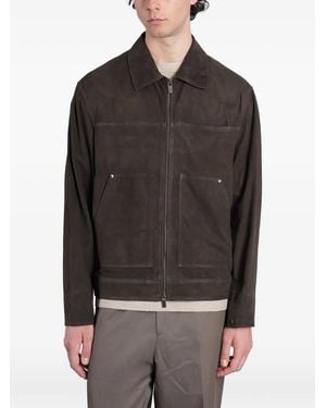 Salvatore Santoro Suede Zip-Up Jacket - Black