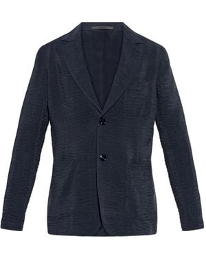 Giorgio Armani Blazer Texturé À Simple Boutonnage - Bleu