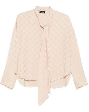 Dixie Polka-Dot Pattern Tie-Neck Blouse - Natural