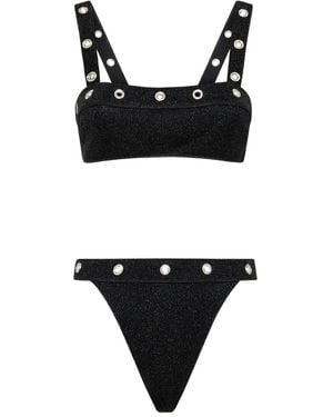 Oséree Bikini Lumière Con Apliques De Cristal - Negro