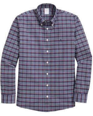 Brooks Brothers Plaid Button-Down Collar Shirt - Blue