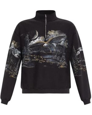 ROA Zip-Neck Graphic Sweatshirt - Black