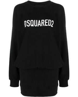 DSquared² Logo-Print Sweatshirt Minidress - Black