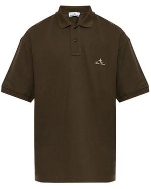 Stone Island Logo-Embroidered Polo Shirt - Brown