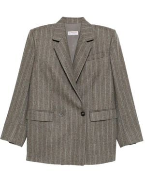Alberto Biani Pinstripe Double-Breasted Blazer - Grey