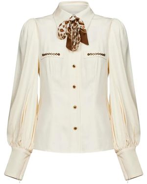Zimmermann Bow-Detail Puff-Sleeve Shirt - White