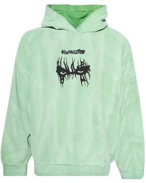 RRR123 Graphic-Print Hoodie - Green