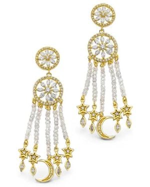 Buddha Mama Mandala Diamond Drop Earrings - Metallic
