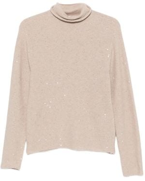 Antonelli Sequin-Embellished Roll-Neck Sweater - White