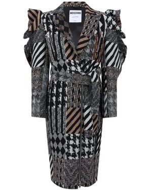 Moschino Patchwork Ruffled Oversized Coat - Black