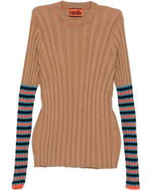Colville Stripe-Dipped Sweater - Brown