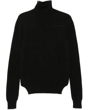 Rick Owens Fisherman Ribbed-Knit Roll-Neck Sweater - Black