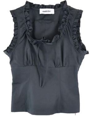 Ambush Ruffle-Detail Sleeveless Top - Black