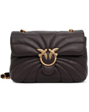 Pinko Large Love Quilted Leather Crossbody Bag - Black