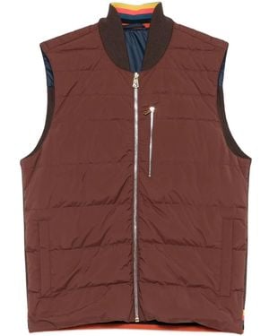 Paul Smith Zip-Fastening Quilted-Front Gilet - Brown