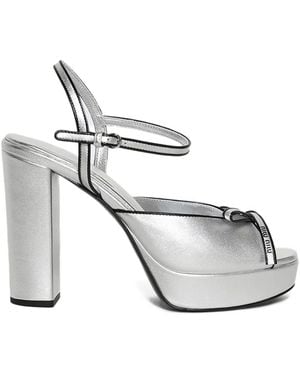 Miu Miu 110Mm Mordoré Leather Sandals - Metallic