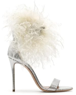 Casadei Aria 110Mm Metallic Leather Sandals - White