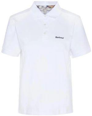Barbour Polo Bowford Con Logo Bordado - Blanco