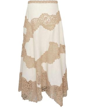 Ulla Johnson Omila Midi-Rok Met Kant - Naturel