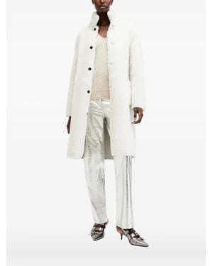 AllSaints High-Neck Reversible Coat - White