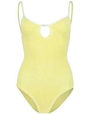 Hunza G Mia Beaded Crinkle Swimsuit - Yellow
